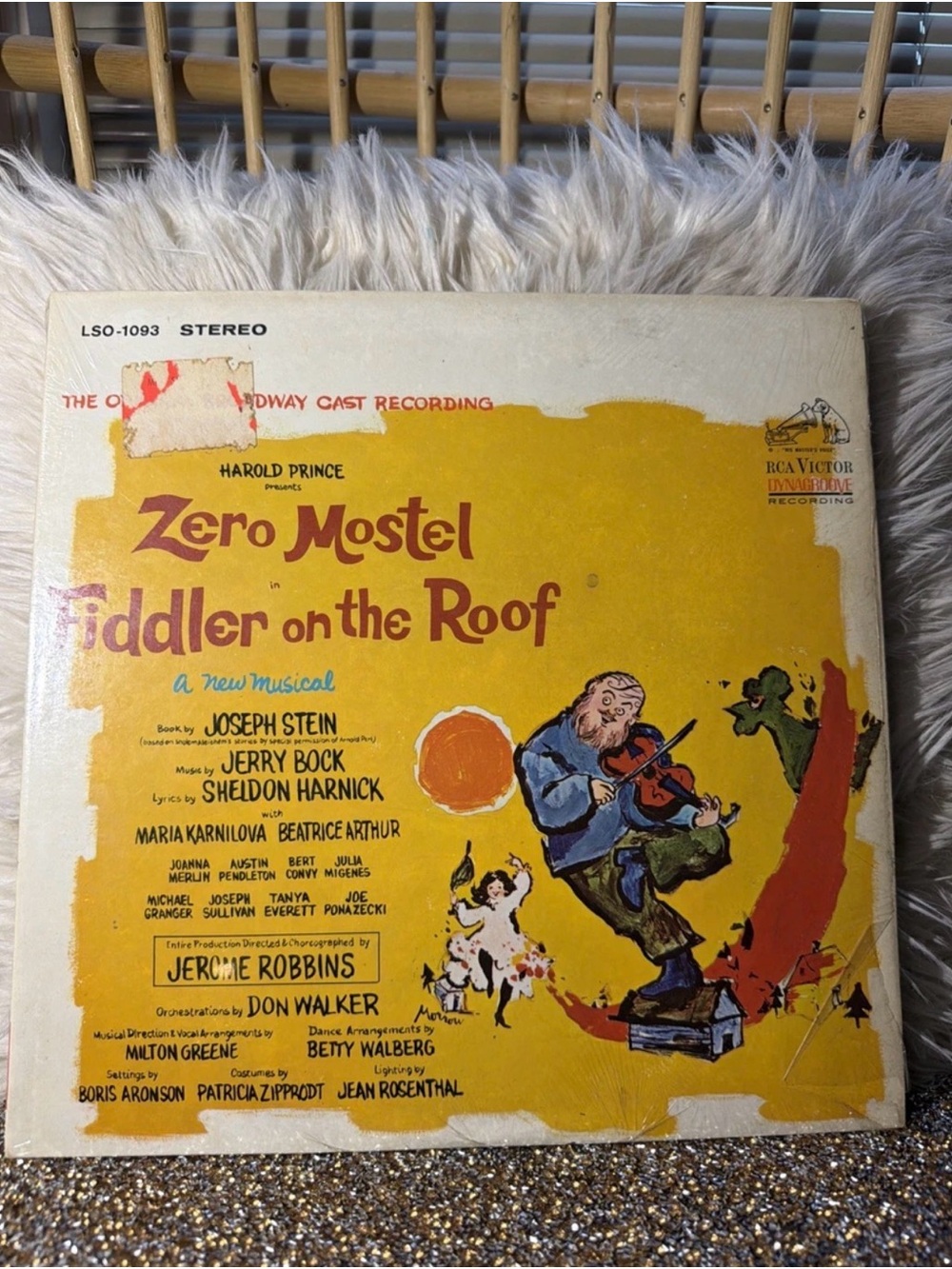 Zero Mostel Fiddler on the Roof Vinyl Album - Yellow Cover